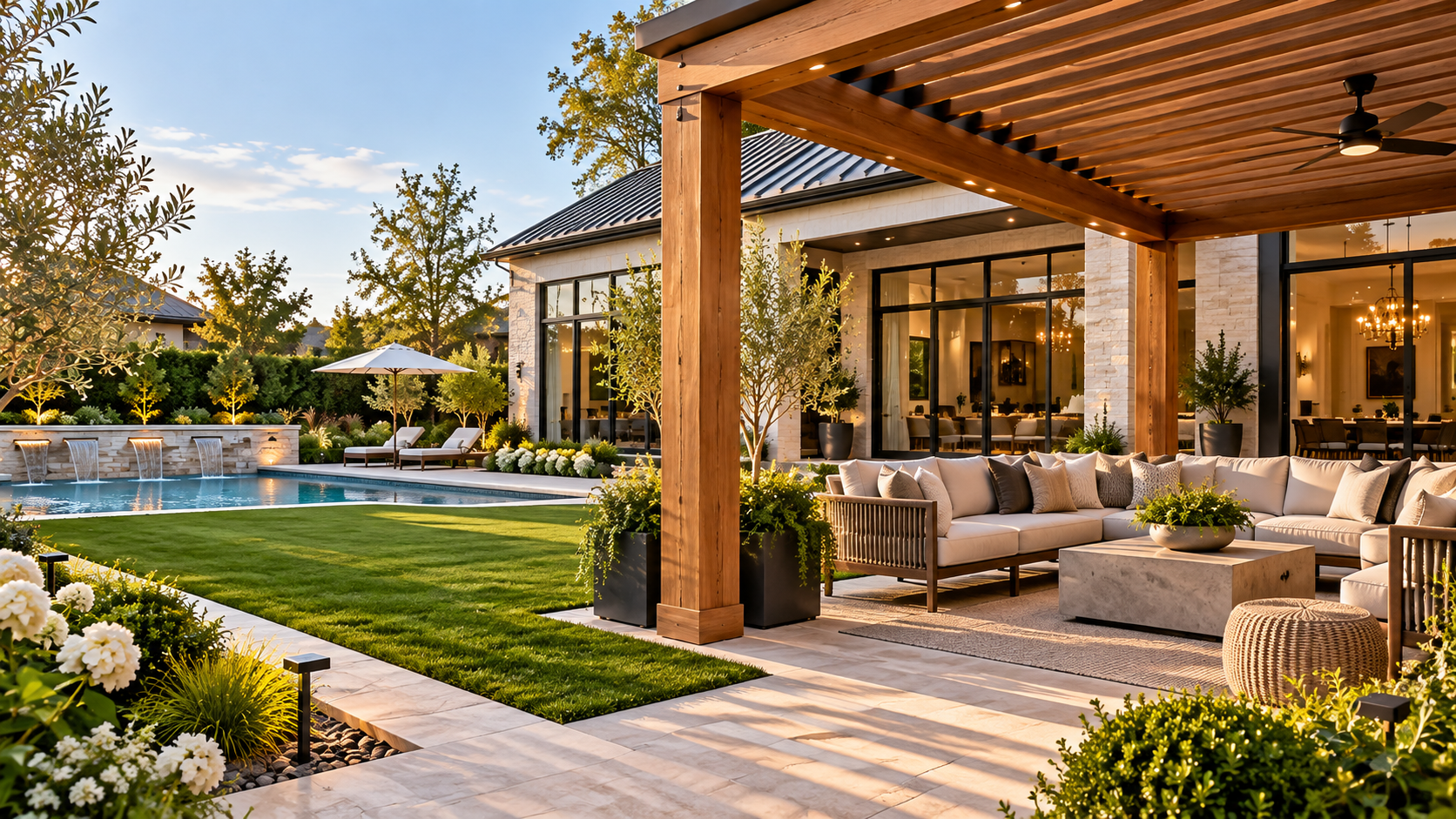 Artificial turf backyard